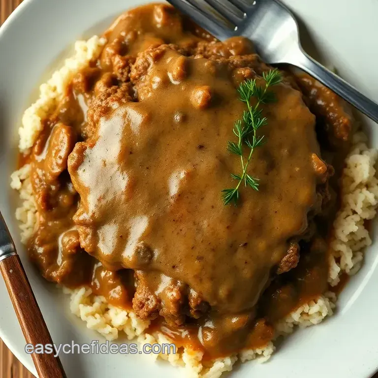 Classic Salisbury Steak with Rich Mushroom Gravy presentation