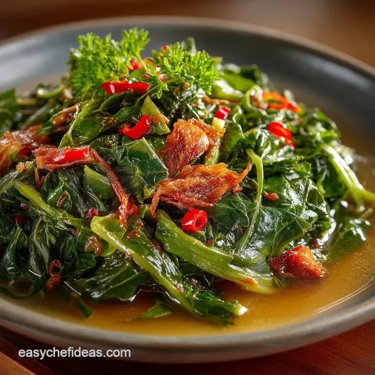 Deep South Comfort Slowsimmered Mixed Greens with Smoky Potlikker presentation