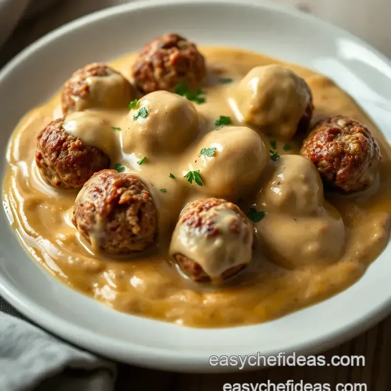 Classic Swedish Meatballs with Creamy Gravy presentation