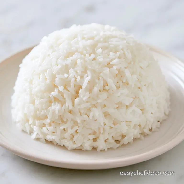 Snowy white rice mounded in a matte black bowl, topped with toasted coconut flakes and a sprig of fresh cilantro.