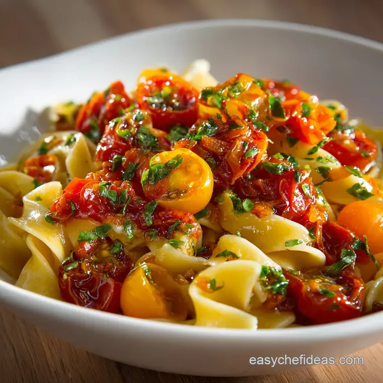 The Riviera Refresher Cold Summer Pasta with Burst Tomato Vinaigrette presentation