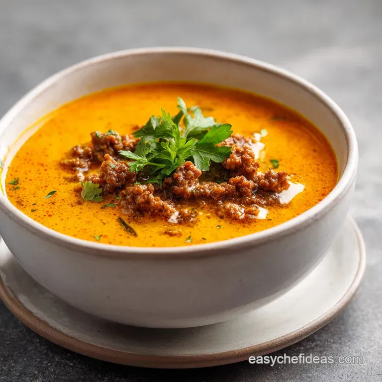 A chilled bowl topped with a creamy swirl of white sour cream, sliced green avocado, and a sprinkle of paprika.