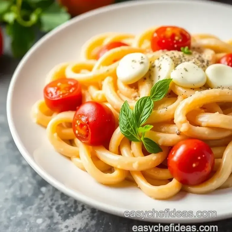 Creamy Mozzarella Pasta: Ready in Just 20 Minutes presentation