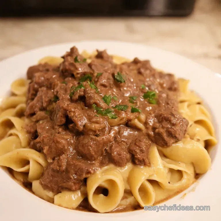 Creamy Beef Stroganoff presentation