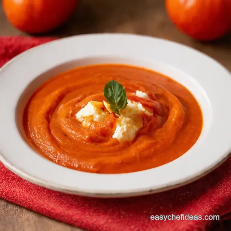 Creamy Cottage Cheese Tomato Soup presentation
