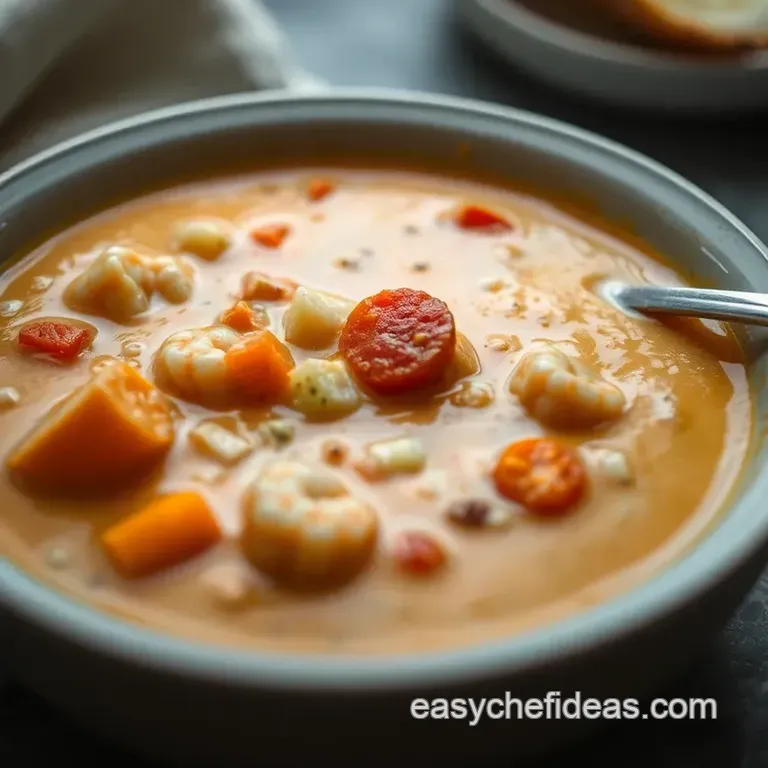 Creamy Crab and Shrimp Seafood Bisque presentation