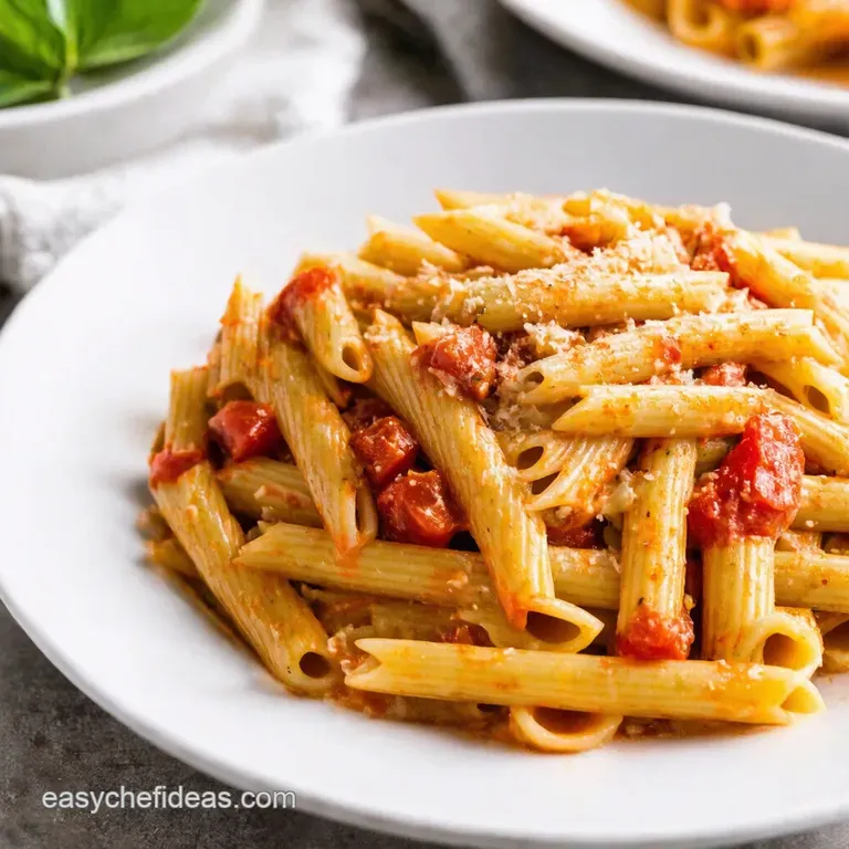 Creamy Dairyfree Tomato Basil Pasta with Sausage presentation