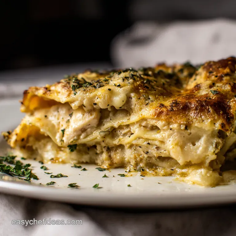 Creamy Dreamy Chicken Alfredo Lasagna presentation