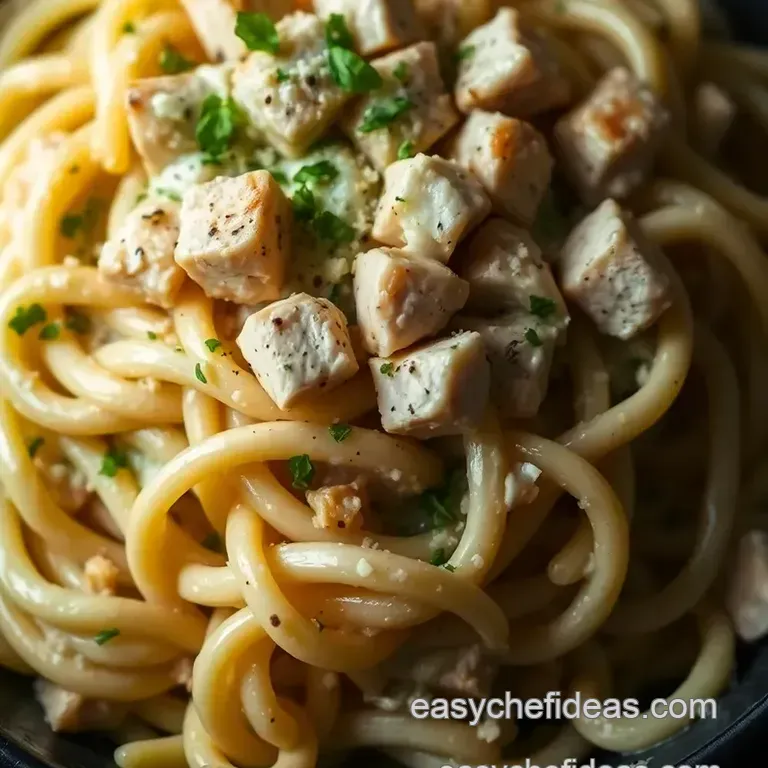 Creamy Garlic Parmesan Chicken Pasta presentation