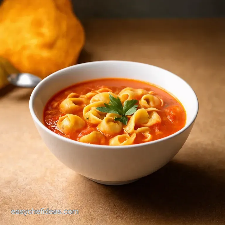 Creamy Tomato Tortellini Soup presentation