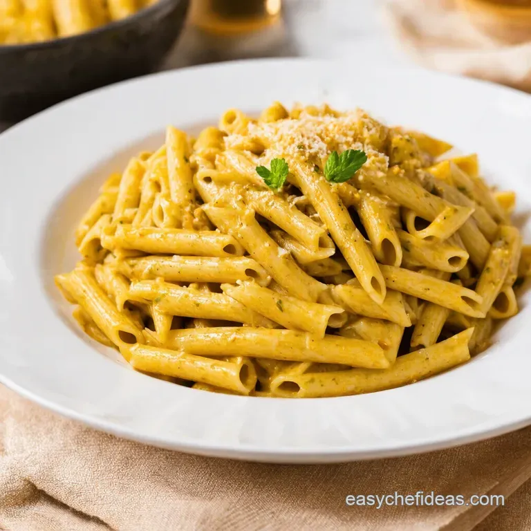 Creamy Tuscan White Bean Kale Pasta presentation