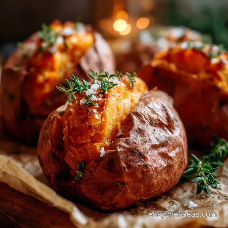 The Speedy Spud Air Fryer Baked Sweet Potatoes with Crispy Skin presentation