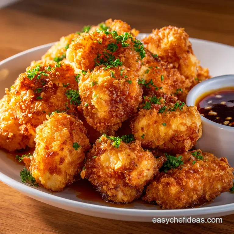 Crispy Golden Air Fryer Popcorn Chicken Faux Fried Flavour presentation