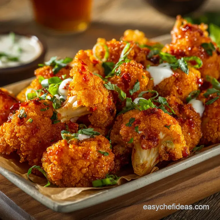 Spicy Buffalo Cauliflower Bites: Crispy Pub-Style Vegan Wings Recipe presentation