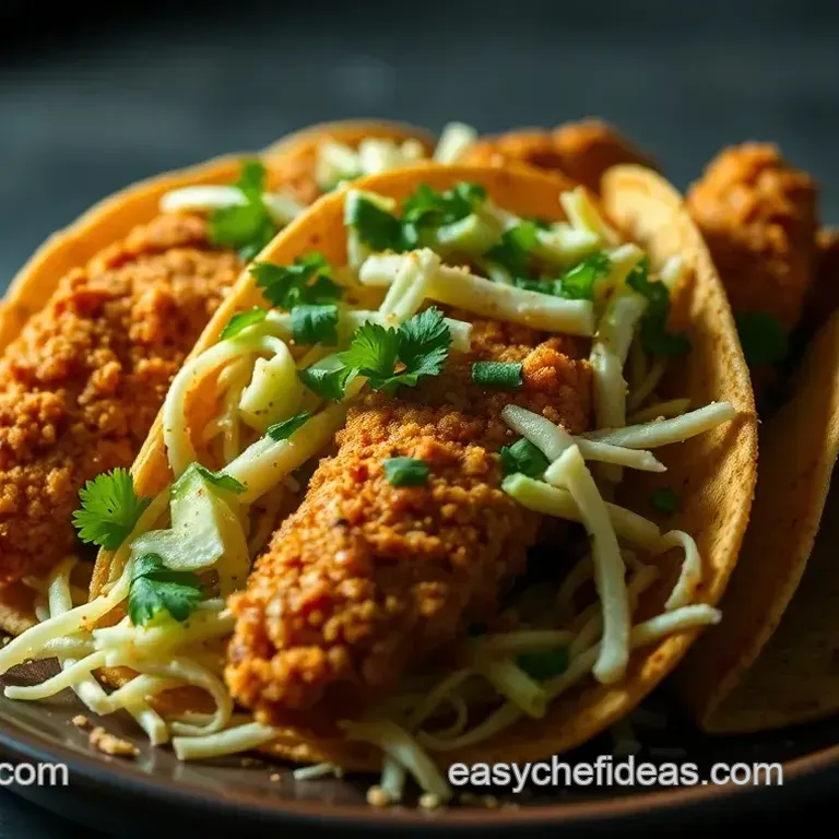 Crispy Chicken Finger Tacos with Zesty Lime Slaw