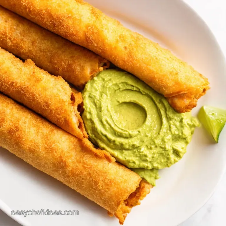 Crispy Chicken Flautas with Creamy Avocado Dip