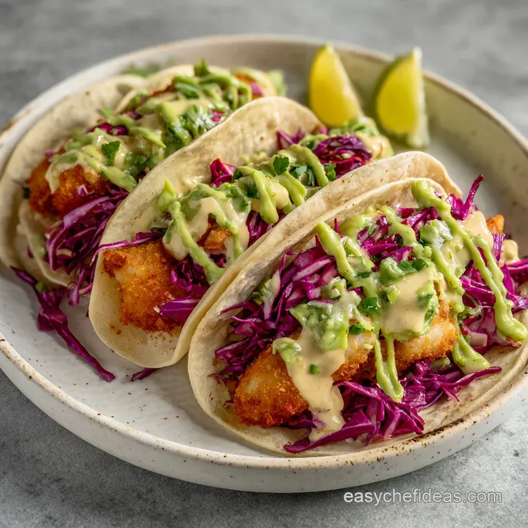 Fish Tacos: Baja Crispy Cod with Slaw presentation