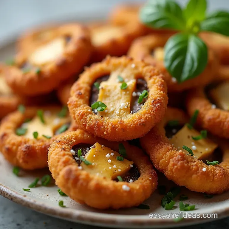 Golden Crunch Perfectly Crispy Fried Sliced Mushrooms with Herb Salt