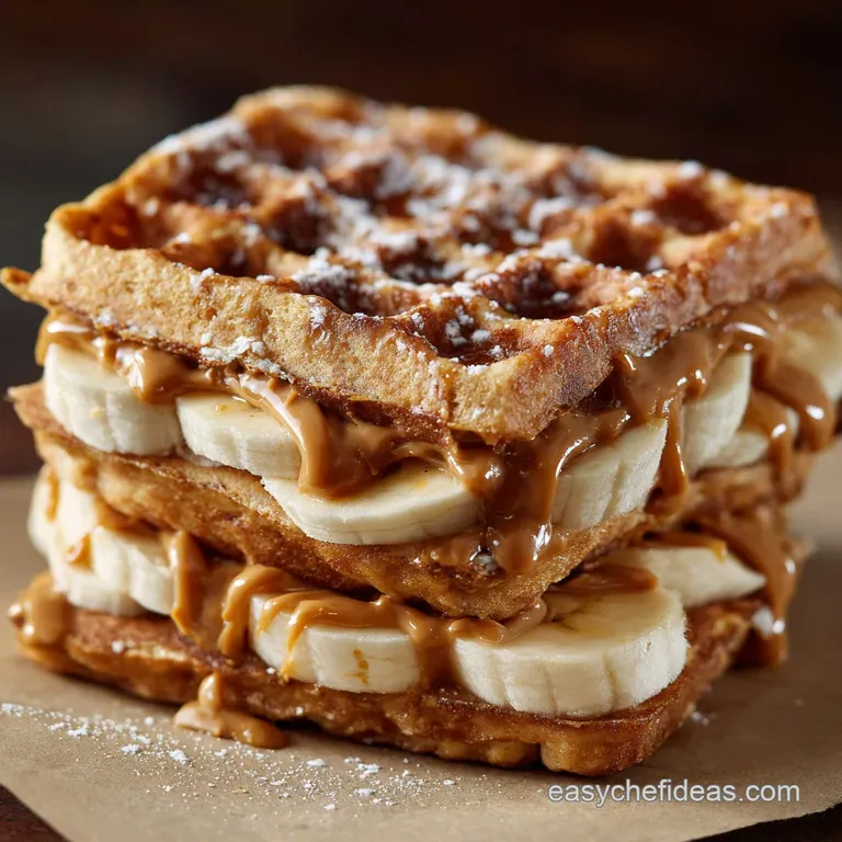 The Kings Crispy Crunch Waffle Sandwich Peanut Butter and Banana Edition presentation