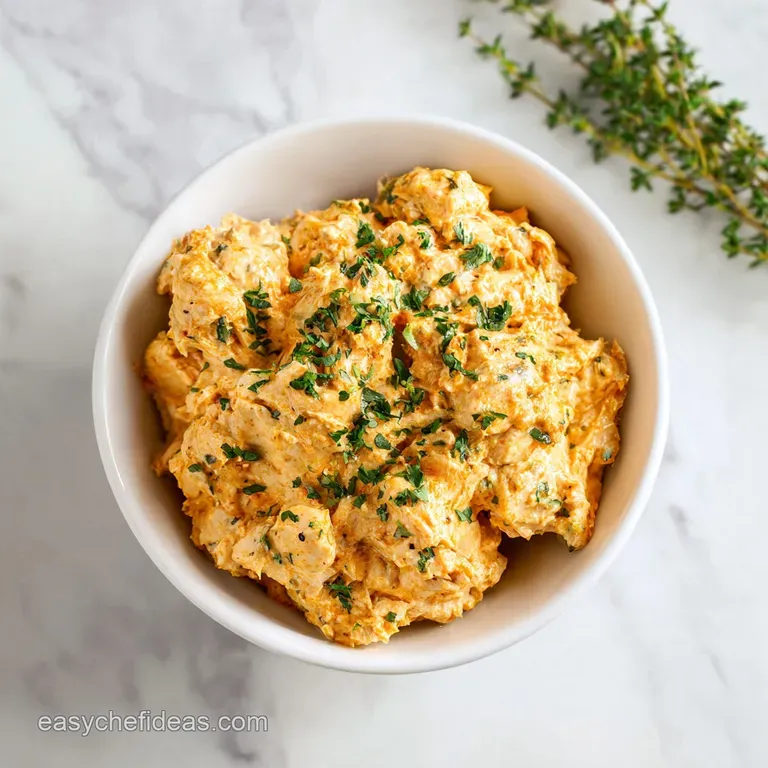 A portion of the savory, cheesy chicken filling generously piled onto a toasted bun, garnished with crispy bacon.