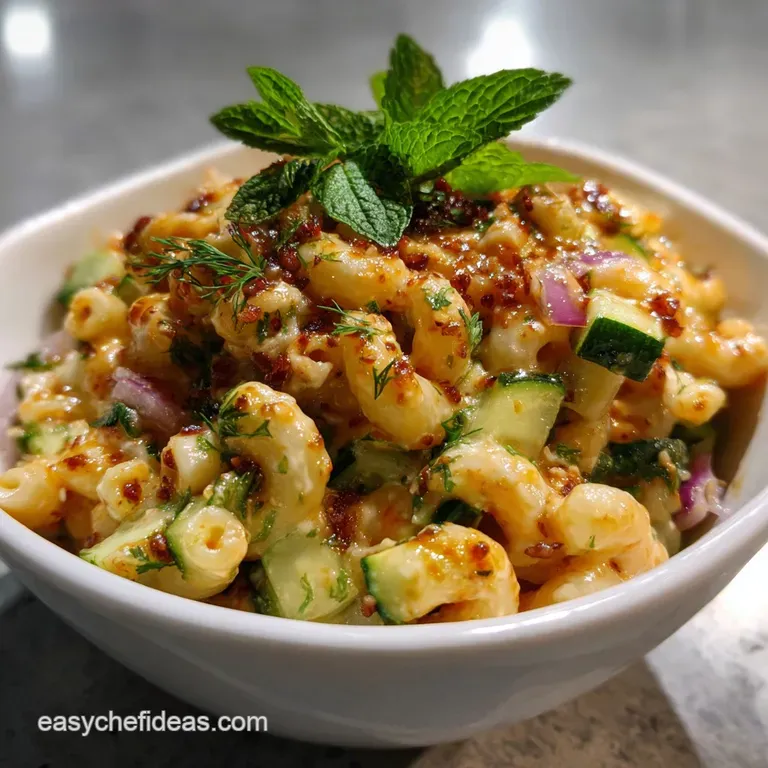 Macaroni Salad with Zucchini: the Crunchy Bbq Champion presentation
