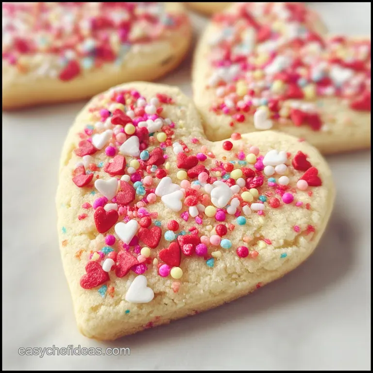 A single heart cookie is displayed, adorned with sparkling sprinkles, hints of frosting swirl, a sweet treat beckons.