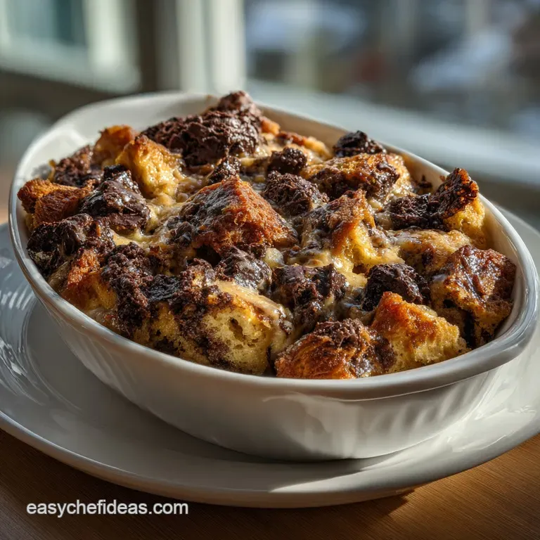 Dark Chocolate Chunk Bread Pudding Recipe presentation