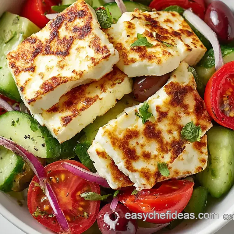 Deconstructed Grilled Halloumi Greek Salad
