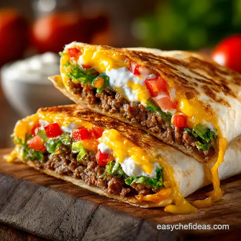 The Diner Deluxe Cheeseburger Crunch Wrap presentation