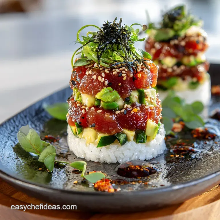 Ahi Tuna Poke Stacks: the Stunning Easy Gourmet Showstopper presentation