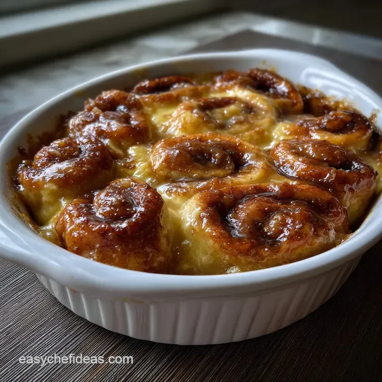 Fluffy, glazed cinnamon roll slices artfully arranged on a white plate, drizzled with vanilla icing and a sprinkle of cinn...