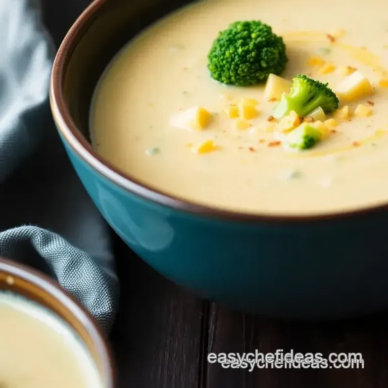 Easy Creamy Broccoli Cheddar Soup presentation