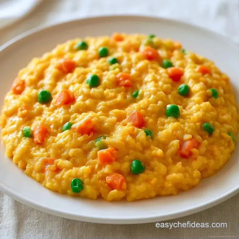 Four small colorful bowls filled with a soft golden porridge, garnished with tiny diced carrots and green peas.