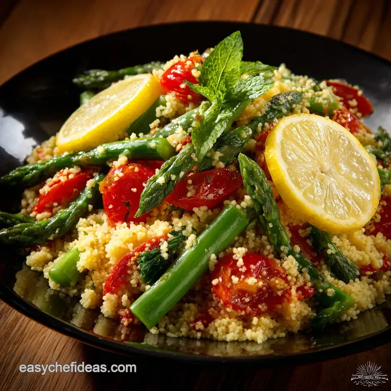Lemon Asparagus Couscous Salad with Tomatoes: a Zesty Spring Essential presentation
