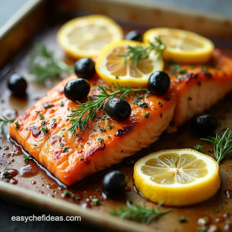 SunDrenched Sheet Pan Salmon with Lemon Olives and Herbs