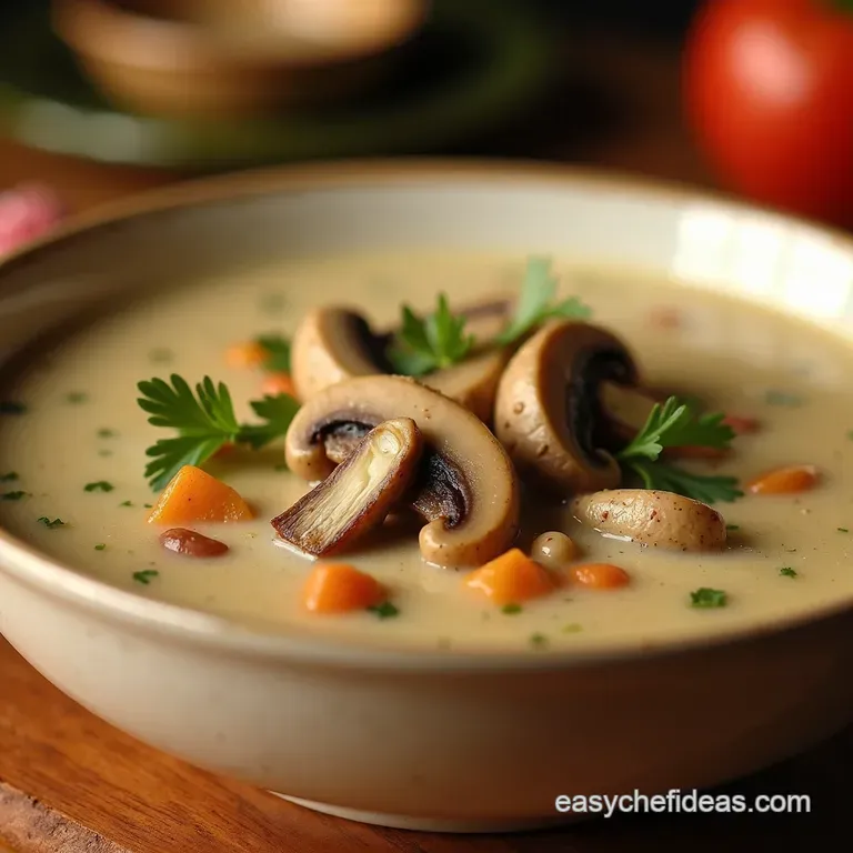 Effortless Creamy Crockpot Mushroom Soup presentation