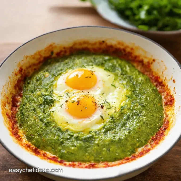Emerald Eggs a Vibrant Green Shakshuka presentation