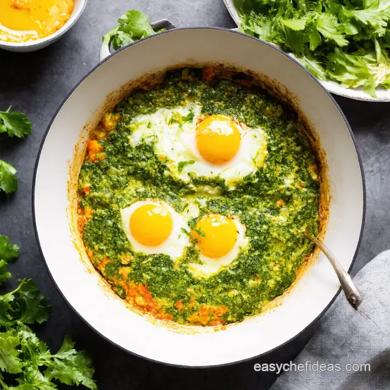 Emerald Eggs A Vibrant Green Shakshuka