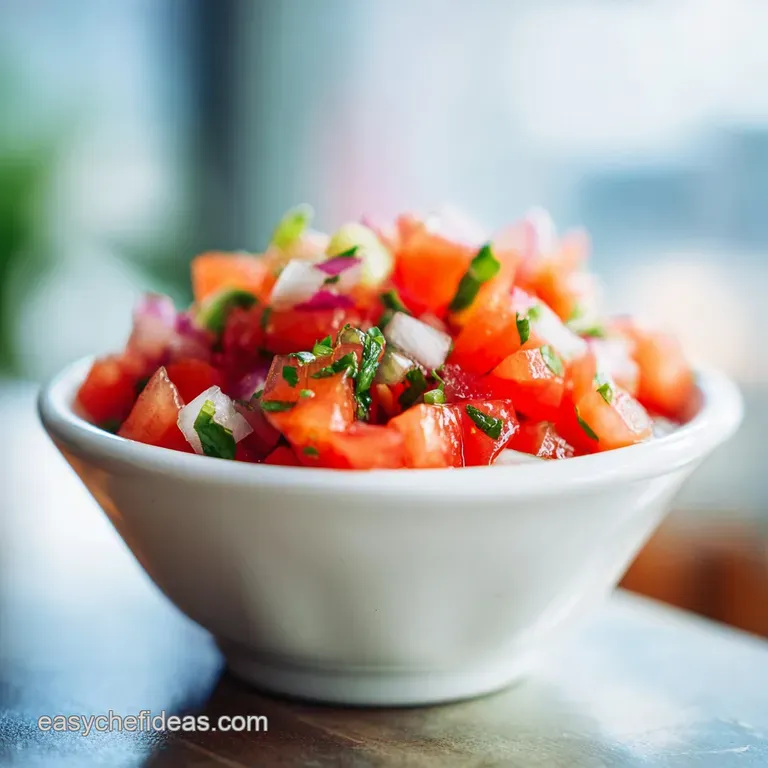 A rustic wooden bowl overflowing with fresh pico de gallo, its jewel-toned ingredients catching the light beautifully.