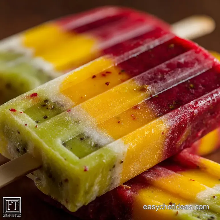 Frozen Mango Kiwi Raspberry Pops: the Tropical Tri-Colour Lolly presentation
