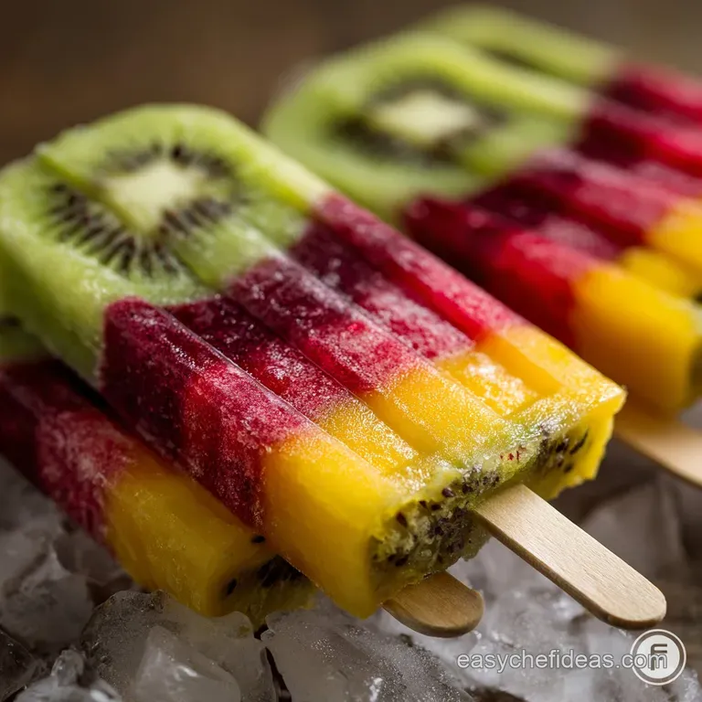 Frozen Mango Kiwi Raspberry Pops: The Tropical Tri-Colour Lolly