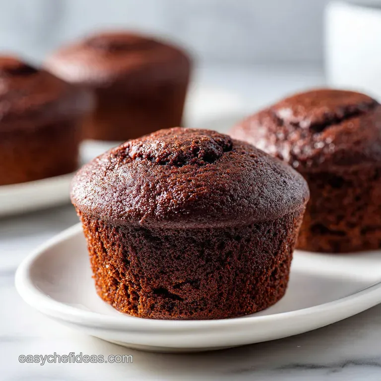 Individual dark chocolate cupcakes topped with swirls of creamy frosting and a bright red cherry.