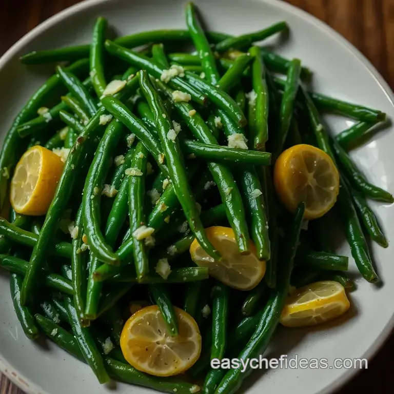 Garlic and Lemon Saut&eacute;ed Green Beans presentation