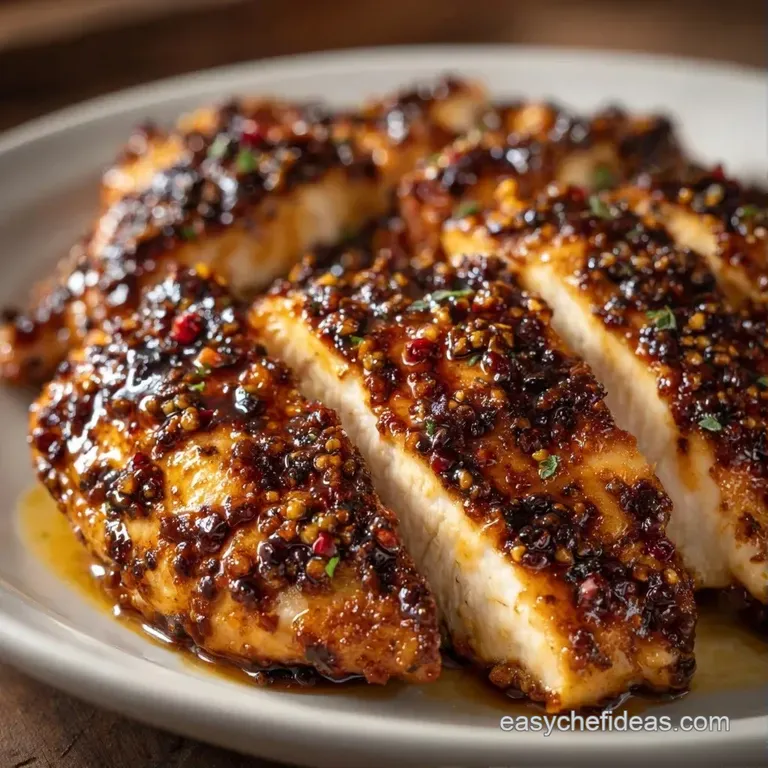 Glossy, dark-brown chicken morsels paired with vibrant steamed broccoli on a minimalist white stoneware plate.