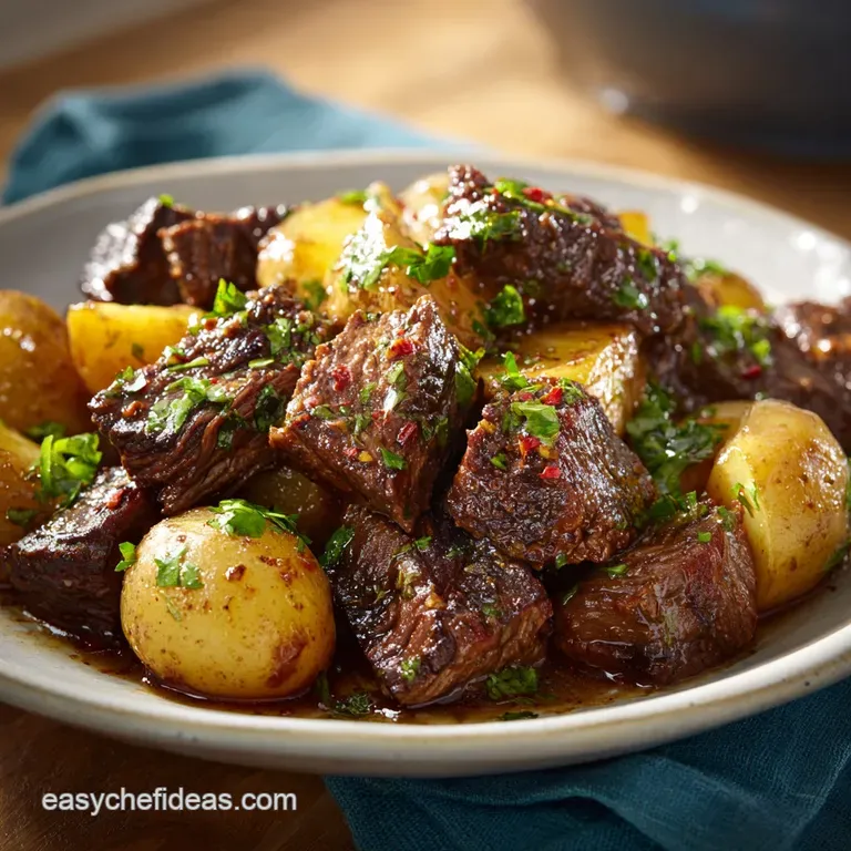 Slow Cooker Garlic Butter Beef with Potatoes