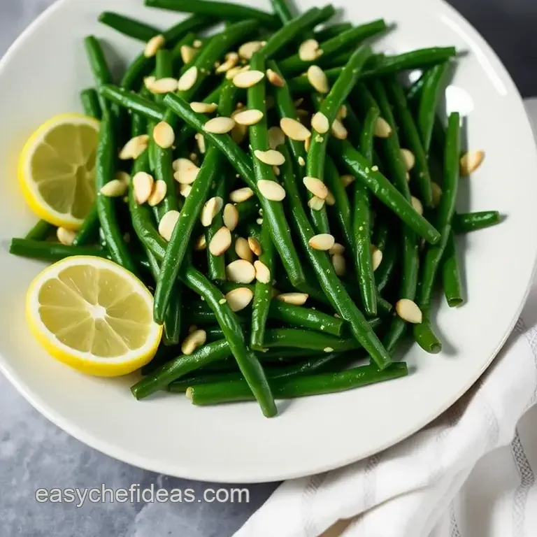 Garlicky Lemon Green Beans with Toasted Almonds presentation