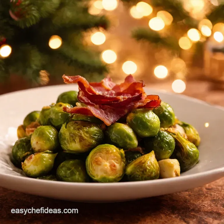 Glazed Brussels Sprouts with Crispy Bacon Balsamic Kiss presentation