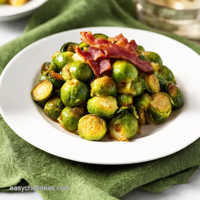 Glazed Brussels Sprouts with Crispy Bacon Balsamic Kiss