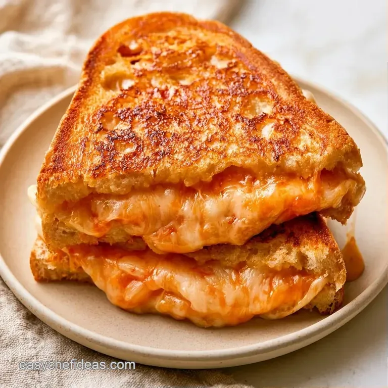 Golden toasted sourdough triangles on a ceramic plate, showing off a rich, melted cheese center and buttery crust.