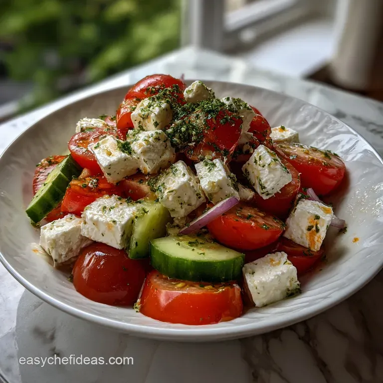 Greek Cucumber Salad: Horiatiki Style presentation